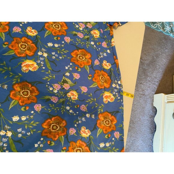 ready LulaRoe Dress Short Sleeve Blue w/ Orange Floral Pattern Medium - Picture 7 of 8